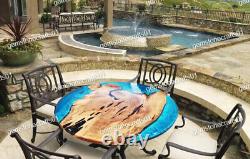 Ocean Wooden Table, Resin Epoxy Round Table, Outdoor Cecter Modern Furniture
