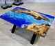 Ocean dining table, epoxy walnut river table, center living room furniture table