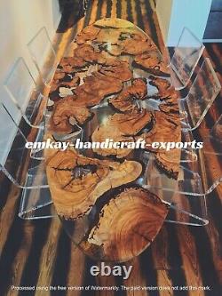 Oval Clear Epoxy Dining Table Top, Office Counter Top, Modern Resin Furniture