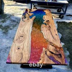 Rainbow Olive Tree Epoxy Resin Table, Epoxy Table, Dining Table, Wooden Table