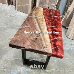 Red Elegant Epoxy Coffee Center Table Top Wooden Sofa Living Room Furniture Deco