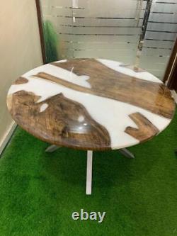 Round Walnut Wood, White Epoxy Dining Table, Round Epoxy Top, Cyber Monday Sale