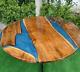Round Wooden Blue River Epoxy Dining Table Top, Hallway Sofa Center Furniture