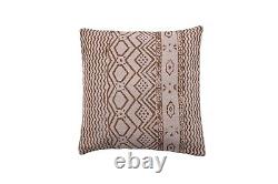 Set of 5 cotton cushion covers with hand block print featuring geometric pattern