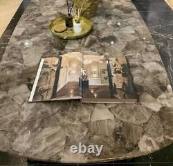 Smoky Quartz Agate Dining Table Top, Agate Stone Counter Top Christmas Eve sale