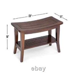 Teak Shower Bench Wooden Bath Stool Indoor Outdoor Patio Spa Christmas Gift 23L