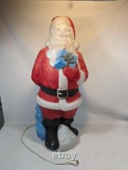 Vintage 1971 Blow Mold Santa Claus 33 Empire Plastic Lighted 1324 Blue Present