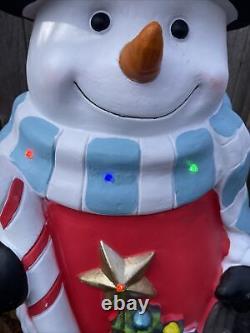 Vintage Blow-Mold Snowman(Frosty) Gift Bag LED Twinkle Lights 37 Weighted