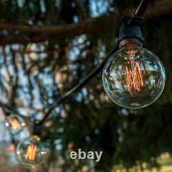 Vintage Edison Outdoor Patio String Black Wire Lights 25', 50' and 100' Lengths