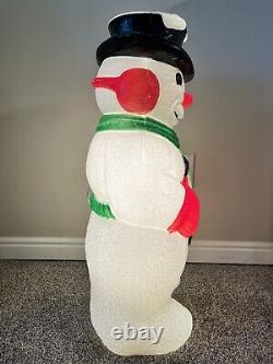 Vintage Grand Venture Snowman Christmas Green Scarf Lighted Blow Mold 30