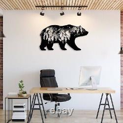 Wall Art Home Decor Metal Acrylic 3D Silhouette Poster USA Bear Mountain