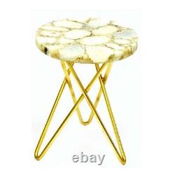 White Agate Coffee Console Table Top, Agate Side End Table Top Cyber Monday Sale