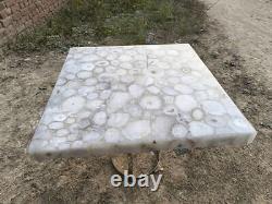 White Agate Coffee Table Top, Indoor & Outdoor Agate Furniture Christmas Gifts