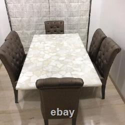 White Agate Dining Table, Natural Agate Conference Table, Agate Center Table Top