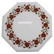 White Marble Coffee Table Carnelian Inlay Floral Inlay Christmas Sale Deco H3020