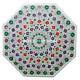White Marble Coffee Table Inlaid Marquetry Multi Flower Christmas Sale Deco H974