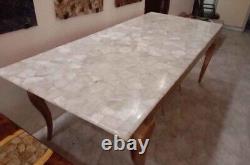 White Quartz Counter Top Table, Agate Quartz Counter Slab, Coffee Table Top Deco