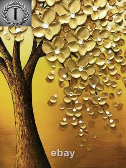 Yotree Oil Paintings, 24X36 Inch Golden Flowers Tree Luck Tree Oil Hand Painting