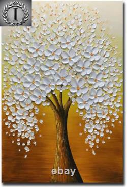 Yotree Oil Paintings, 24X36 Inch Golden Flowers Tree Luck Tree Oil Hand Painting